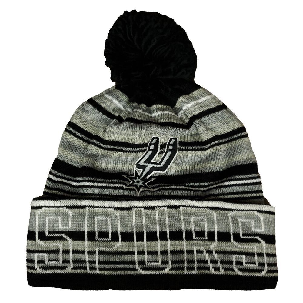 San Antonio Spurs Mitchell & Ness NBA Cuff Knit Beanie Pom Hat Cap‎ Gray New